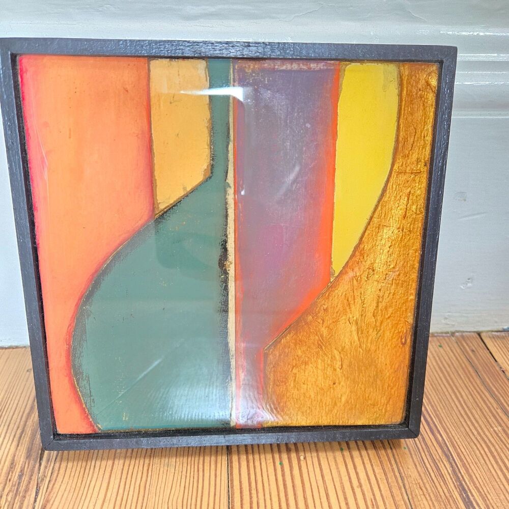 Matthew Finger Signed Original Abstract 6.5" Mixed Media Geometric Contemporary